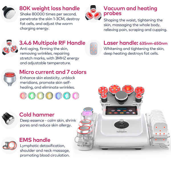 SQ154A Max – 11-i-1 80K kavitasjonsapparat med laserplate, RF og EMS