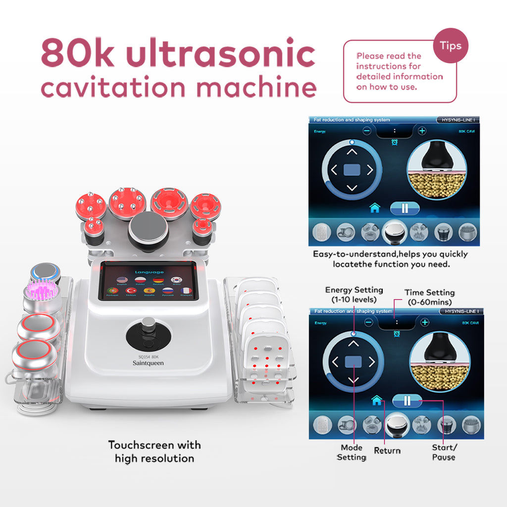SQ154B Max – 11-i-1 80K kavitasjonsapparat med RF, laser og BIO/LED