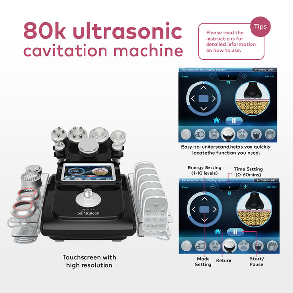 SQ154D Max – 11-i-1 80K kavitasjonsapparat med RF, vakuum og laser/EMS-puter