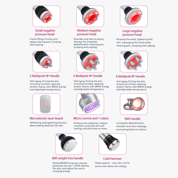 SQ154D Max – 11-i-1 80K kavitasjonsapparat med RF, vakuum og laser/EMS-puter