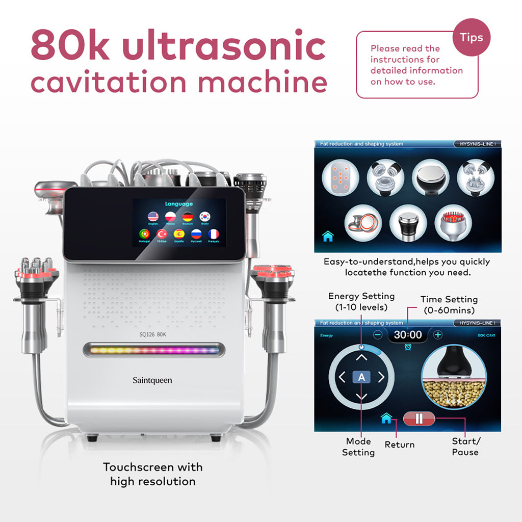 SQ126A Max – 11-i-1 80K kavitasjonsapparat med lipolaser, RF og EMS