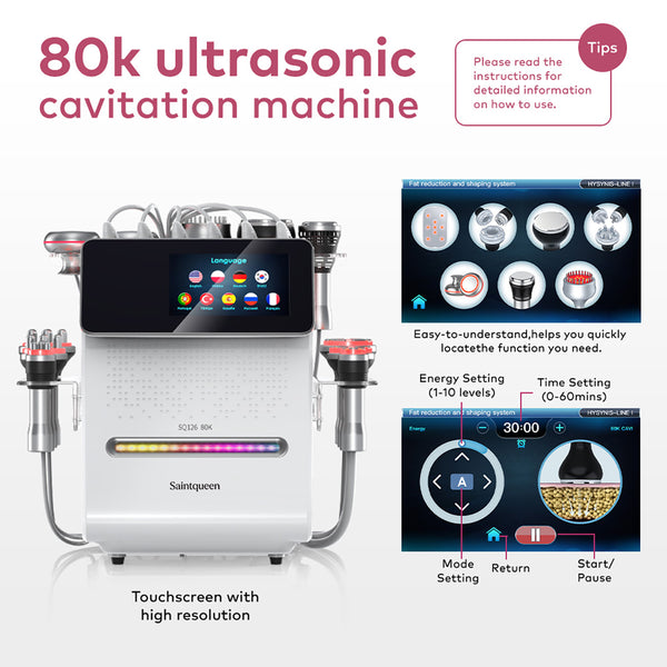 SQ126A Max – 11-i-1 80K kavitasjonsapparat med lipolaser, RF og EMS