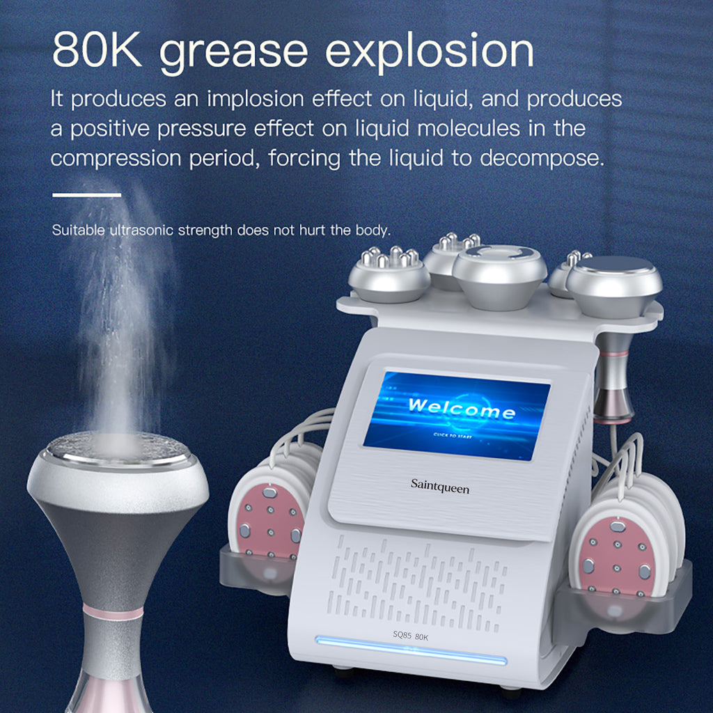 SQ85B Pro – 6-i-1 80K kavitasjonsapparat med RF, vakuum og laser/EMS-puter