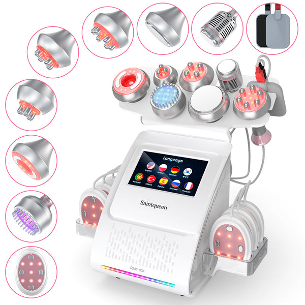 SQ85E Plus – 9-i-1 80K kavitasjonsapparat med RF, mikrostrøm og EMS-laserplate