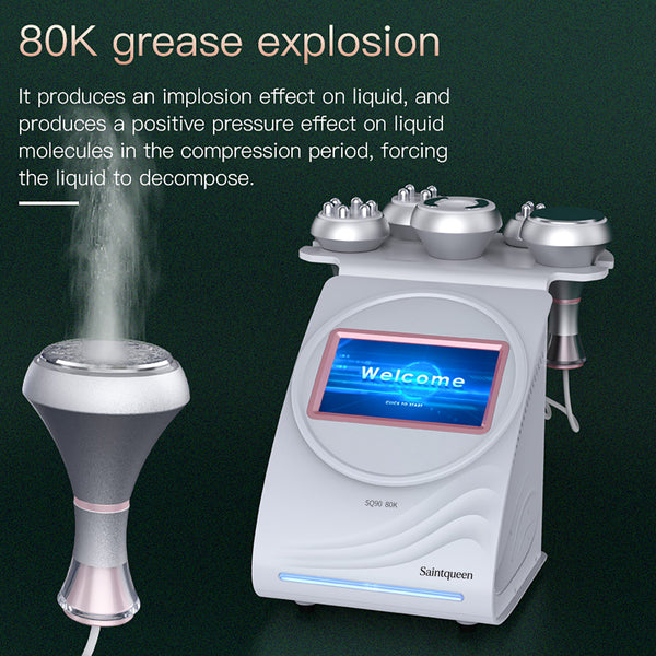 SQ90A Pro – 5-i-1 80K kavitasjonsapparat med 3/4/6-polet RF og vakuum