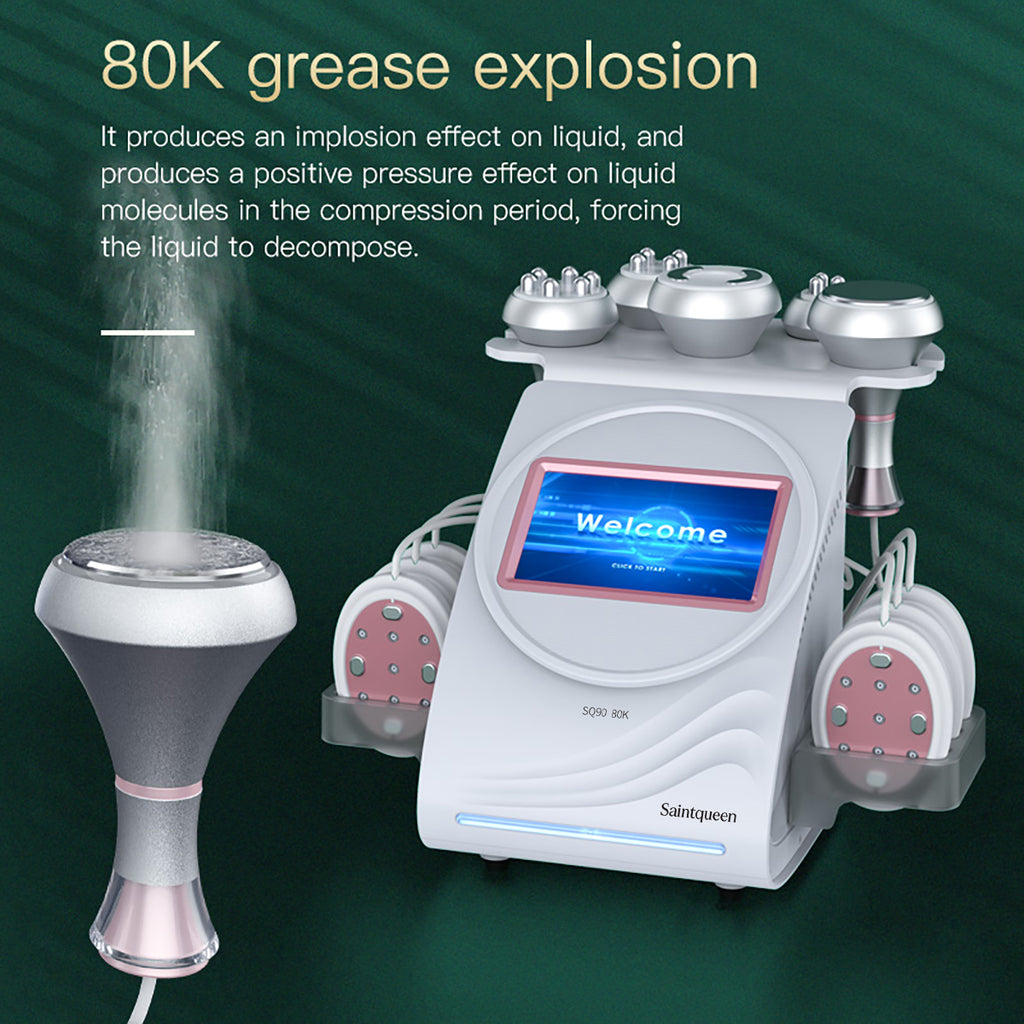 SQ90B Pro – 6-i-1 80K kavitasjonsapparat med RF, vakuum og EMS-laser
