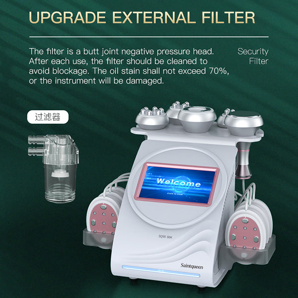 SQ90B Pro – 6-i-1 80K kavitasjonsapparat med RF, vakuum og EMS-laser