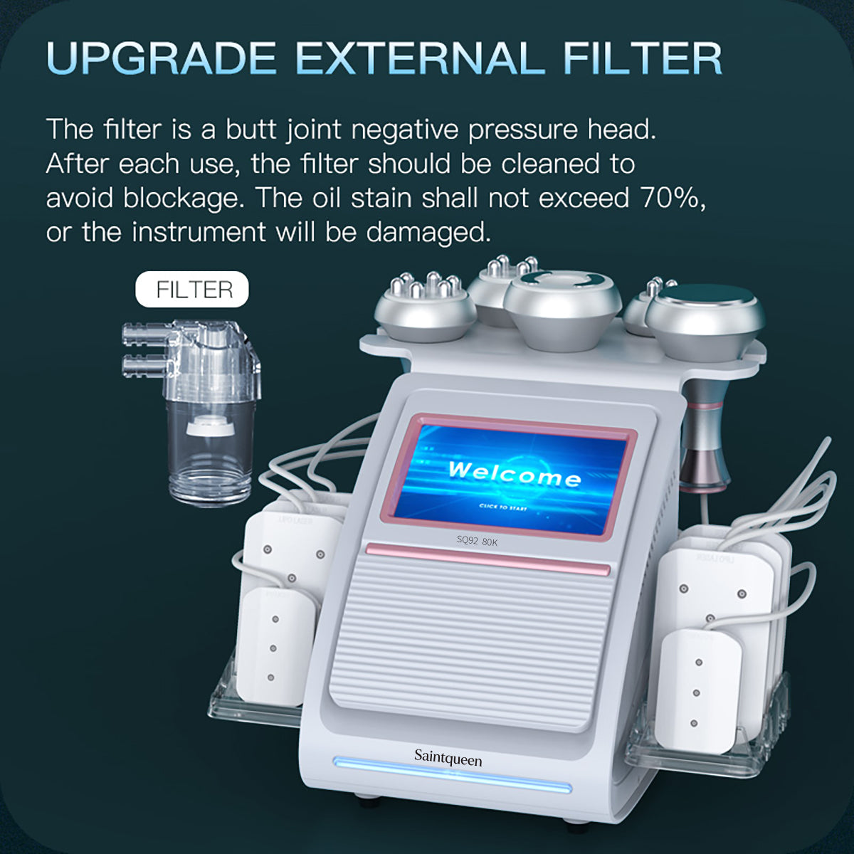 SQ92C Pro – 6-i-1 80K kavitasjonsapparat med RF, vakuum og lipolaser Secondary image