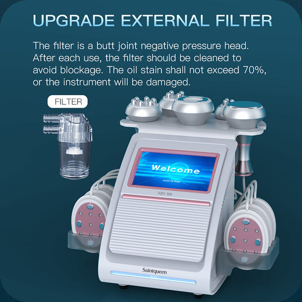 SQ92B Pro – 6-i-1 80K kavitasjonsapparat med RF, vakuum, laser og EMS