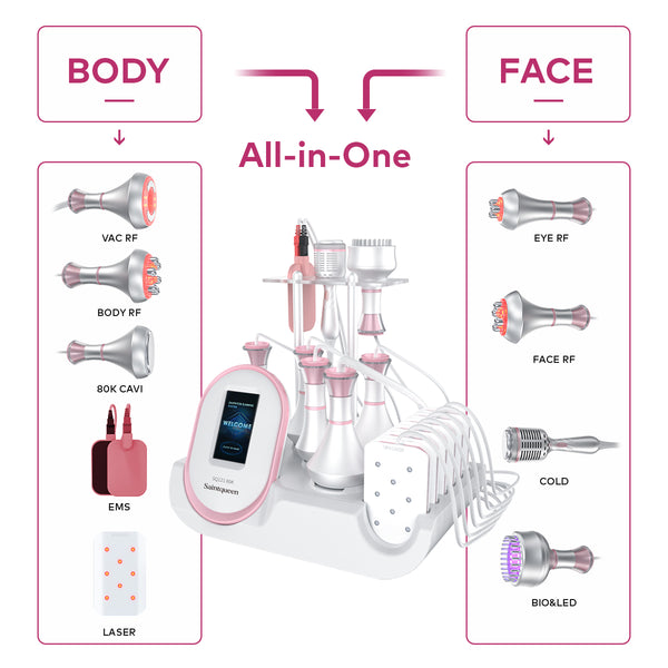 SQ121C Plus – 9-i-1 80K kavitasjonsapparat med RF, laser og BIO/LED