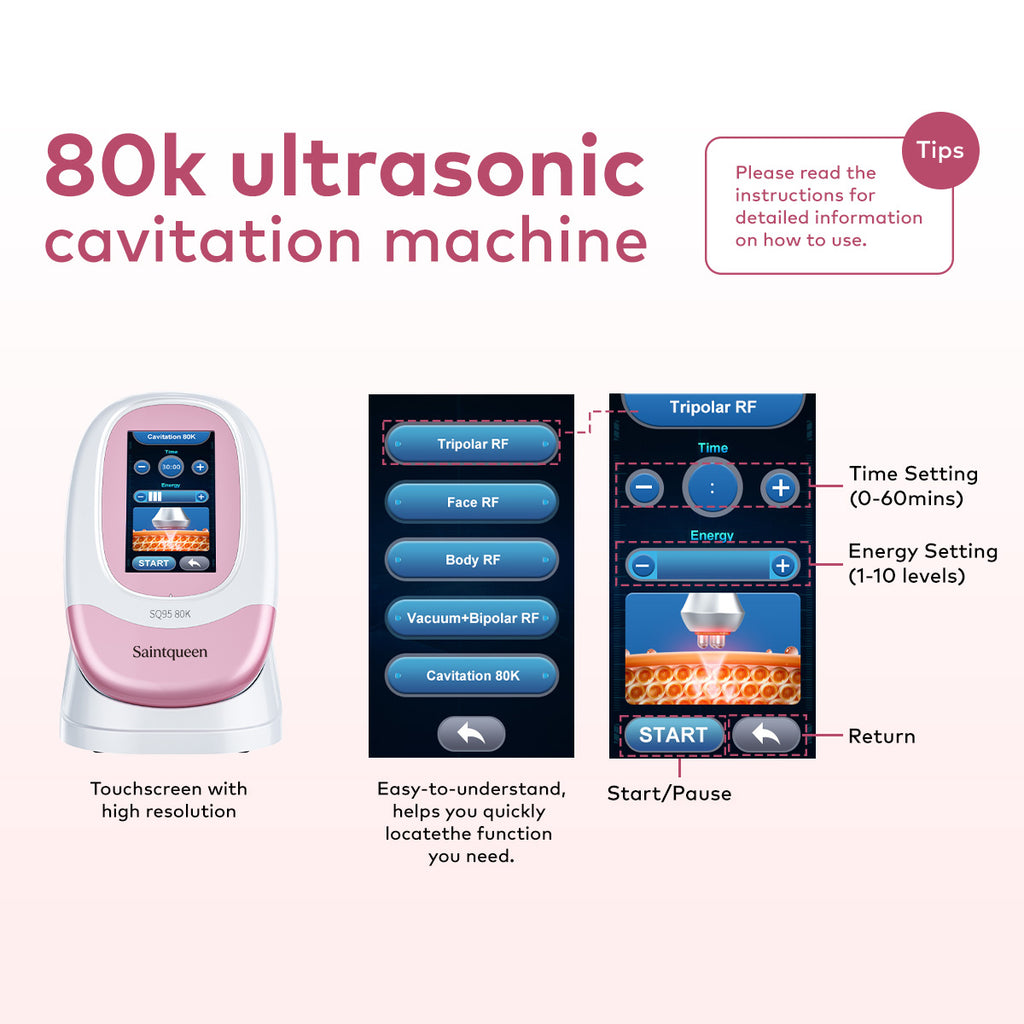 SQ95A Pro – 5-i-1 80K kavitasjonsapparat med RF og vakuummassasje