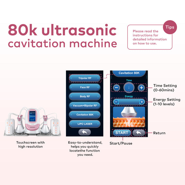 SQ95C Pro – 6-i-1 80K kavitasjonsapparat med RF, vakuum og lipolaser