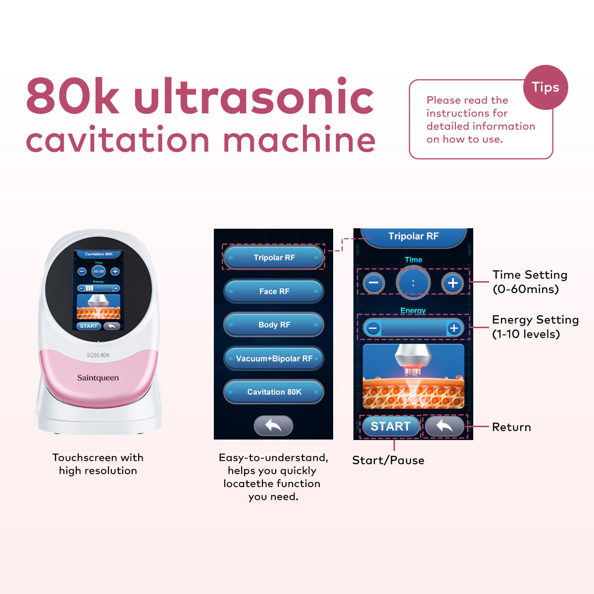 SQ96 Pro 5-i-1 80K-kavitasjons- og RF-apparat Secondary image