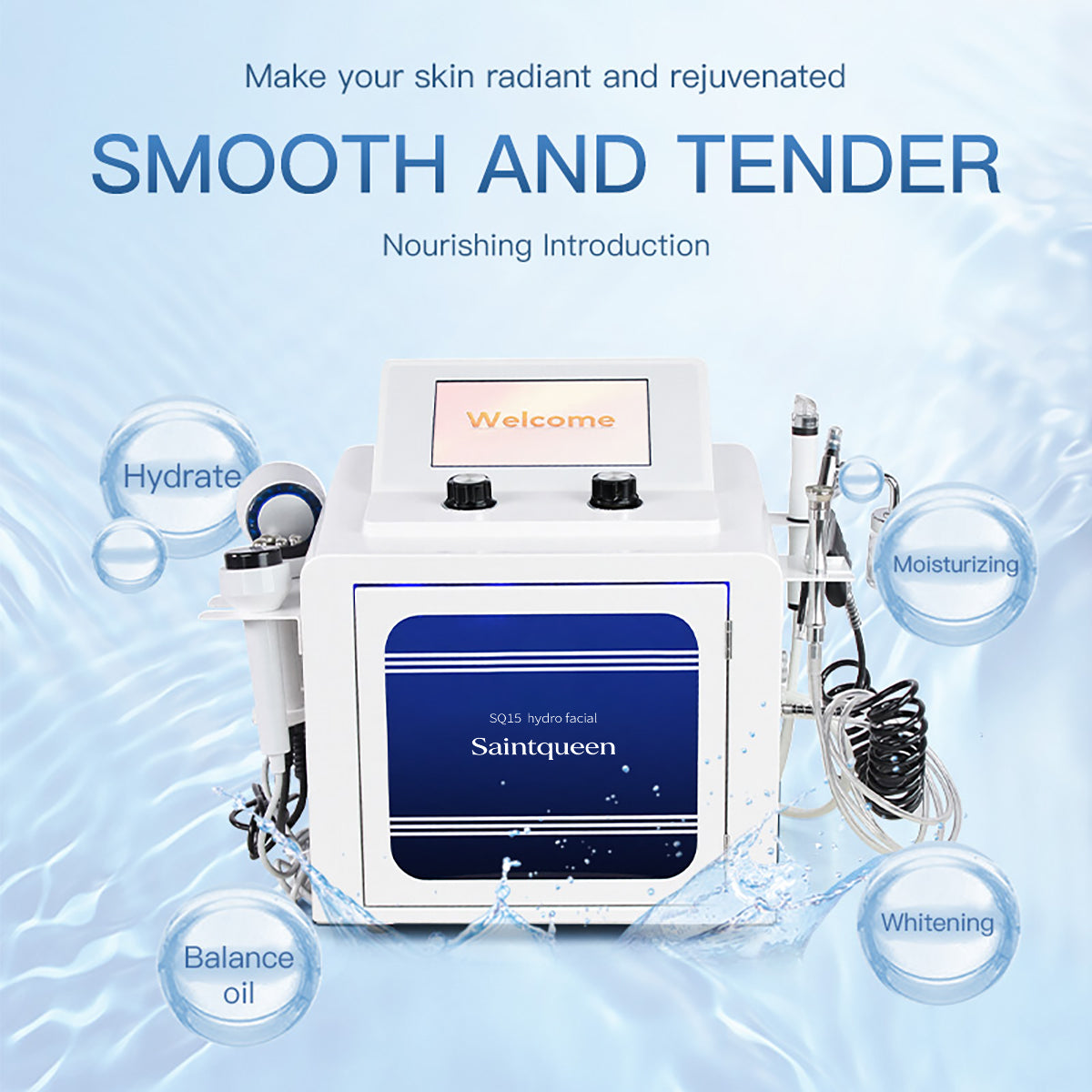 SQ15 Aqua Plus 7-i-1 hydrofacial med berøringsskjerm