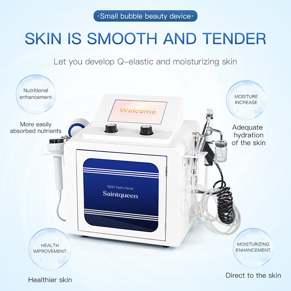 SQ15 Aqua Plus 7-i-1 hydrofacial med berøringsskjerm